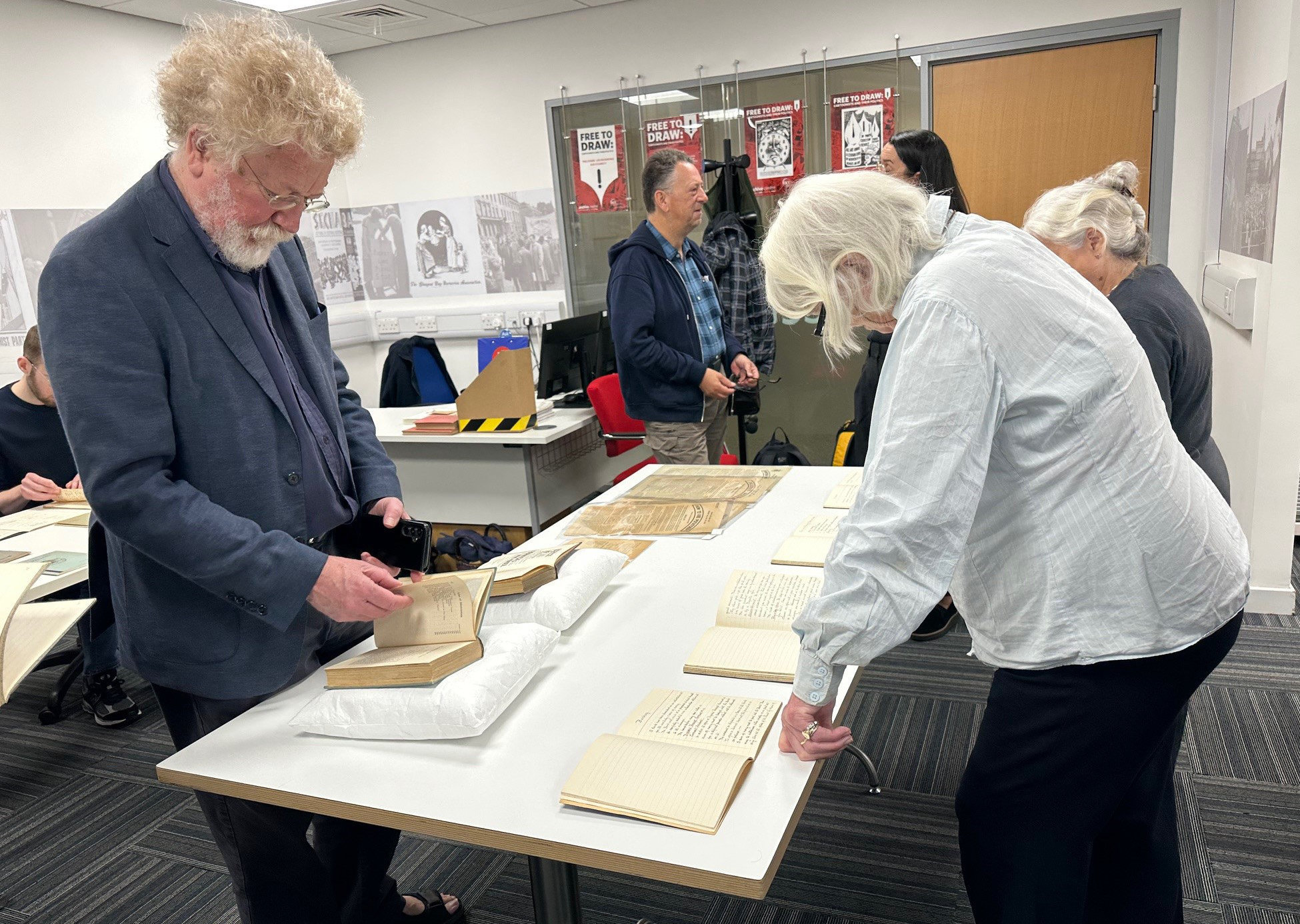 Guests browsing a display of records