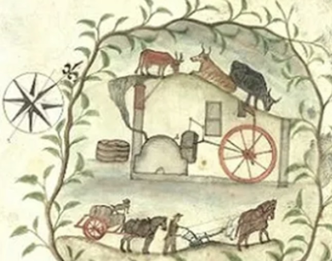 Vignette of distilling and farming from a plan of the lands of Craigend, Stirlingshire, 1798.