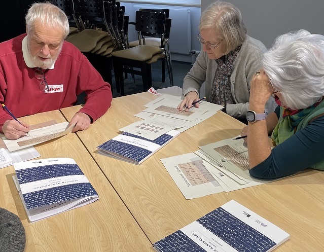 The Scottish Handwriting self-help pack being used at a palaeography workshop.